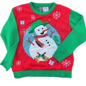 LED Light up Knit Snowman Christmas Ugly Sweater